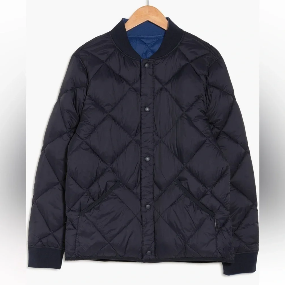 🆕Calvin Klein Button Front Dual Pocket Reversible Quilted Jacket::XL::NWT::Navy